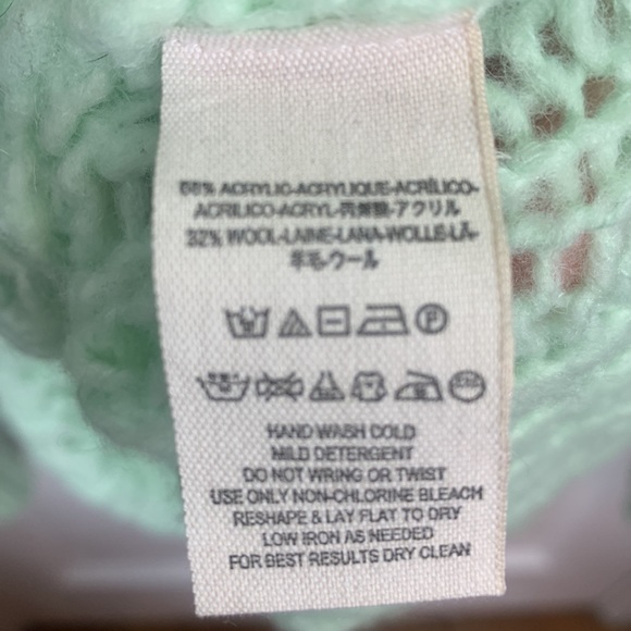 Free People Mint Green Crashing Waves Pullover Knit Sweater W-353 Size Small - Picture 10 of 12